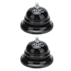 2Pcs Service Bell Exquisite Clear Sound Classic Shape Polishing Glossy Nonslip Base Call Bell for Hotel Restaurant HomeBlack
