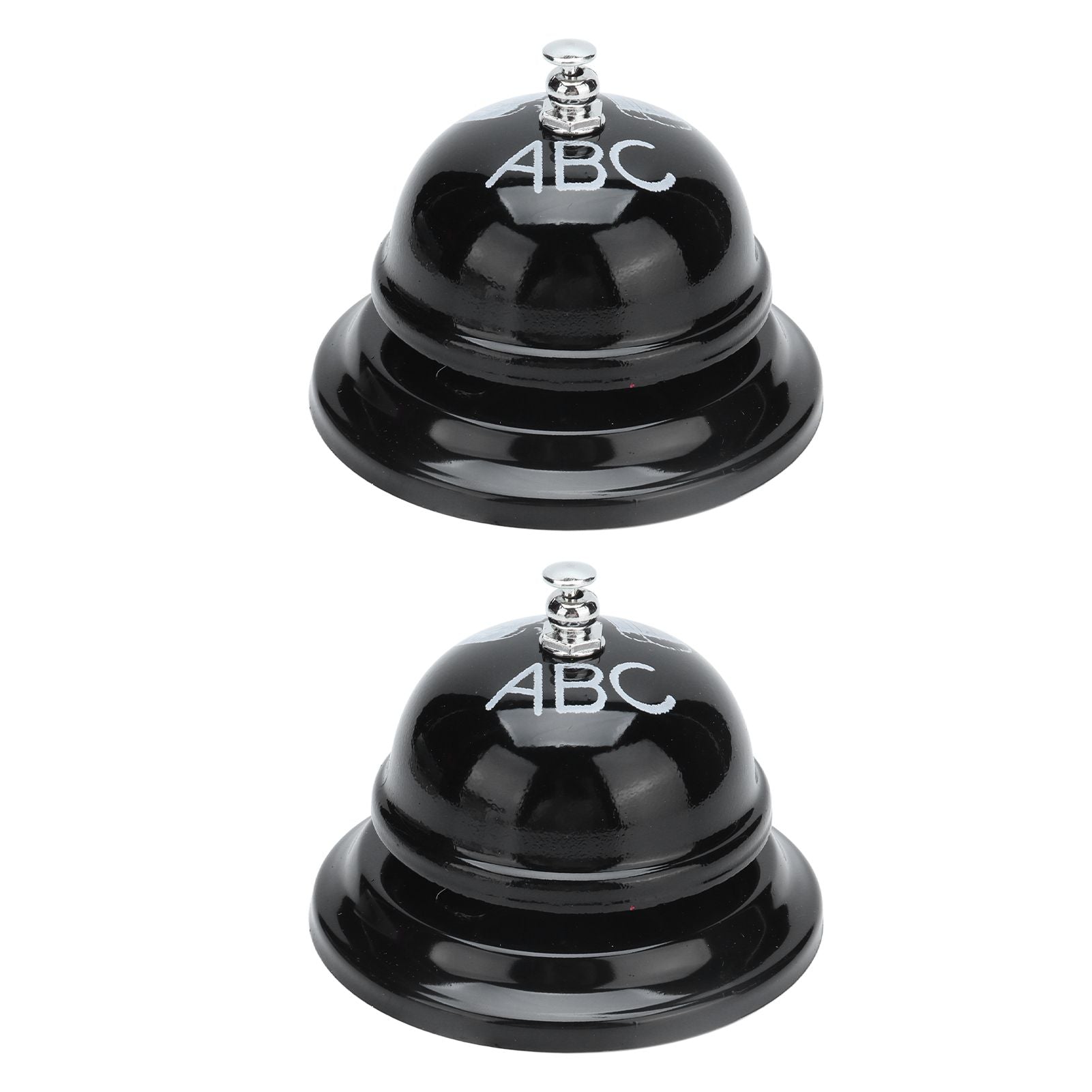 2Pcs Service Bell Exquisite Clear Sound Classic Shape Polishing Glossy Nonslip Base Call Bell for Hotel Restaurant HomeBlack