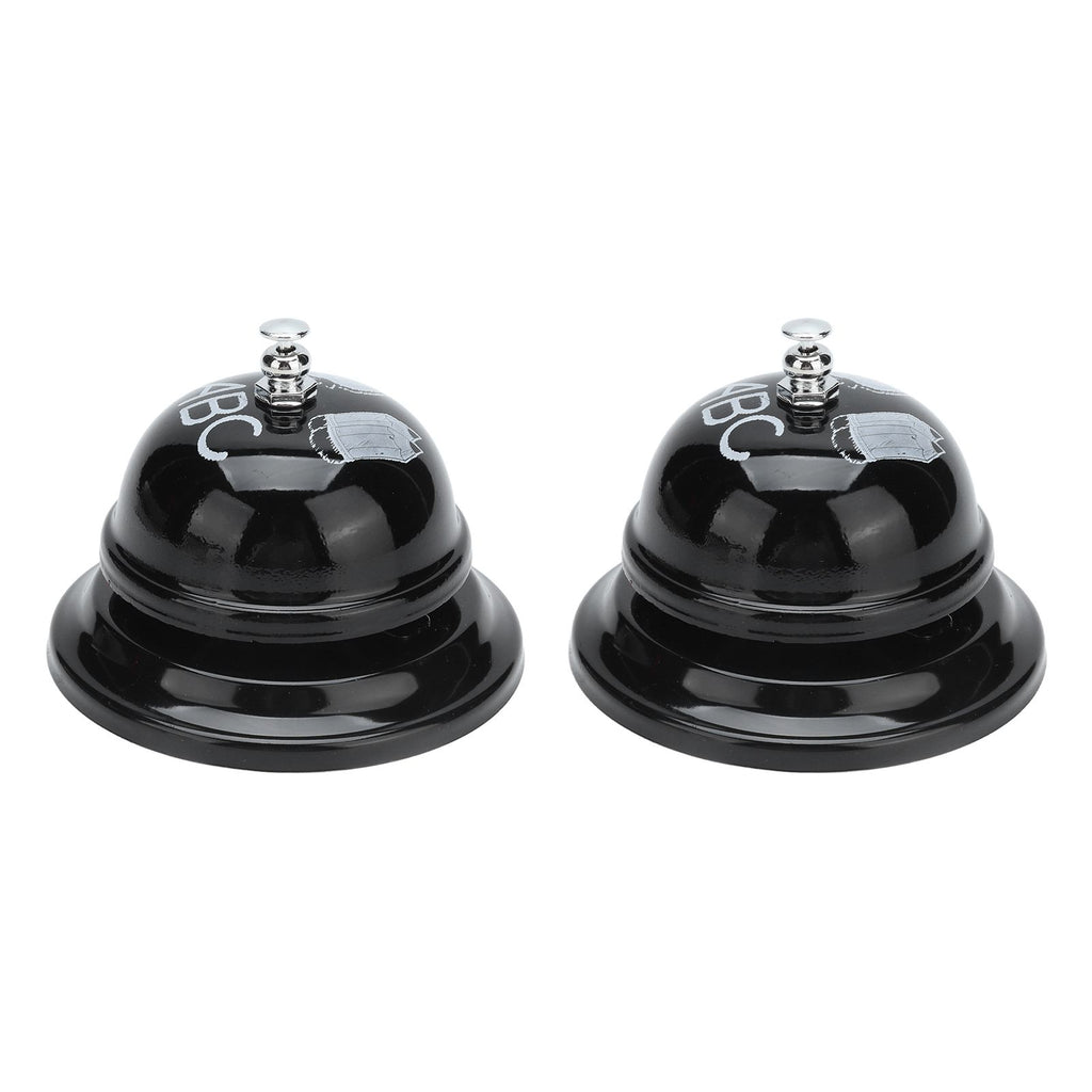 2Pcs Service Bell Exquisite Clear Sound Classic Shape Polishing Glossy Nonslip Base Call Bell for Hotel Restaurant HomeBlack