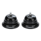 2Pcs Service Bell Exquisite Clear Sound Classic Shape Polishing Glossy Nonslip Base Call Bell for Hotel Restaurant HomeBlack