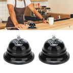2Pcs Service Bell Exquisite Clear Sound Classic Shape Polishing Glossy Nonslip Base Call Bell for Hotel Restaurant HomeBlack