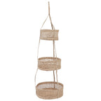 Hanging Fruit Basket Rattan 3 Tiers Multifunctional Foldable Elegant Style Easy Installation Hanging Produce Basket