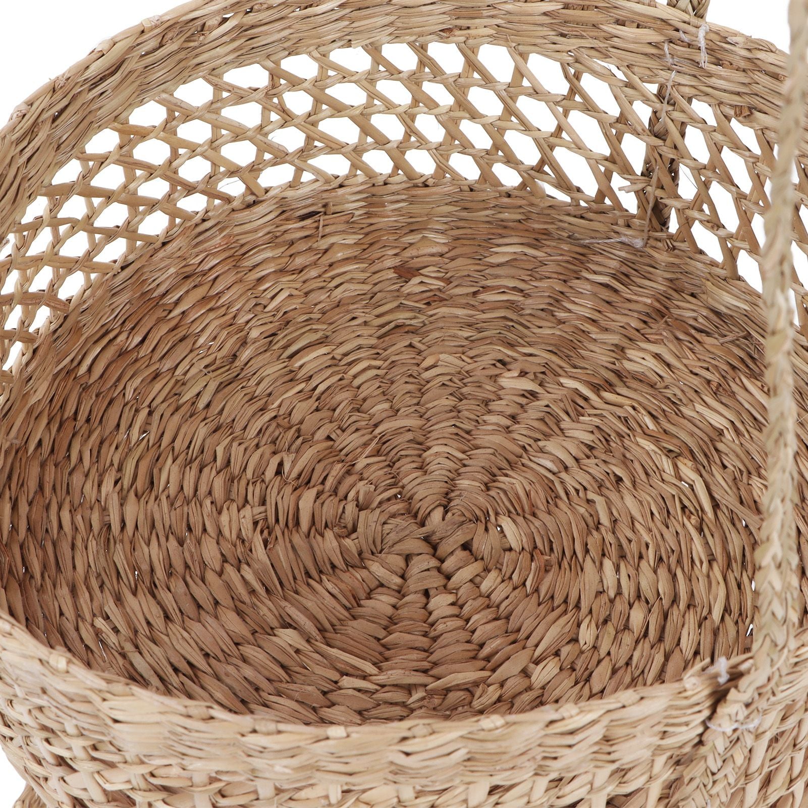 Hanging Fruit Basket Rattan 3 Tiers Multifunctional Foldable Elegant Style Easy Installation Hanging Produce Basket