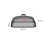 Food Cover Dense Mesh Design 180 Degree Rotatable Simple Iron Food Screen with Handle for Home Dining Room Black Rectangle Large