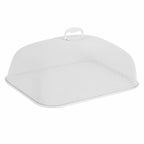 Food Cover Dense Mesh Design 180 Degree Rotatable Simple Iron Food Screen with Handle for Home Dining Room White Rectangle Large