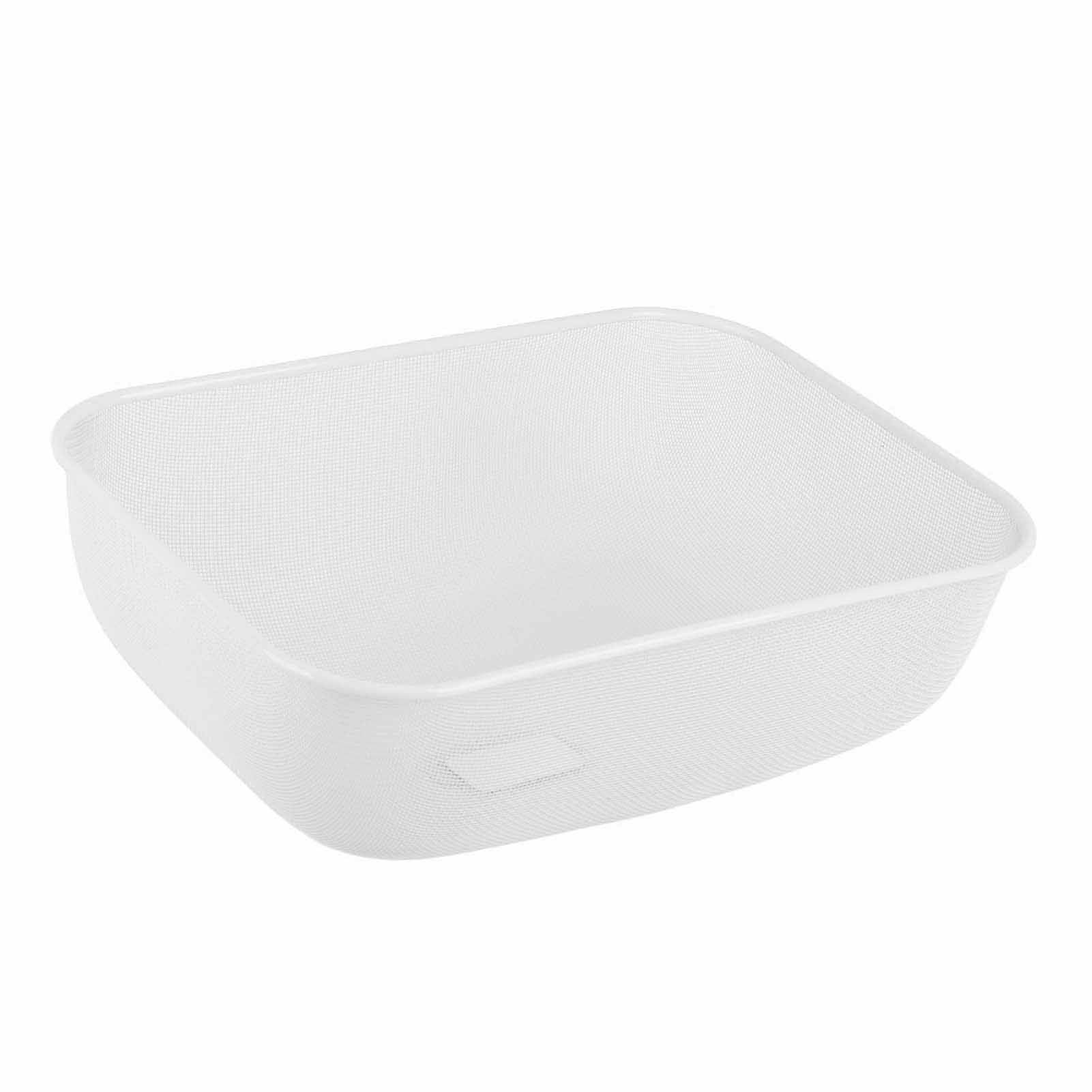 Food Cover Dense Mesh Design 180 Degree Rotatable Simple Iron Food Screen with Handle for Home Dining Room White Rectangle Large