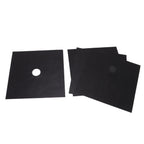 4Pcs Stove Burner Cover PTFE Coating Non Stick Gas Range Stove Top Protector Pad for Kitchen Cooking Black 27x27cm 0.1mm