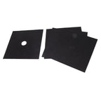 4Pcs Stove Burner Cover PTFE Coating Non Stick Gas Range Stove Top Protector Pad for Kitchen Cooking Black 27x27cm 0.1mm