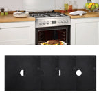 4Pcs Stove Burner Cover PTFE Coating Non Stick Gas Range Stove Top Protector Pad for Kitchen Cooking Black 27x27cm 0.1mm