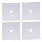 4Pcs Stove Burner Cover PTFE Coating Non Stick Gas Range Stove Top Protector Pad for Kitchen Cooking Silver 27x27cm 0.1mm