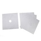 4Pcs Stove Burner Cover PTFE Coating Non Stick Gas Range Stove Top Protector Pad for Kitchen Cooking Silver 27x27cm 0.1mm