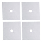 4Pcs Stove Burner Cover PTFE Coating Non Stick Gas Range Stove Top Protector Pad for Kitchen Cooking Silver 27x27cm 0.1mm
