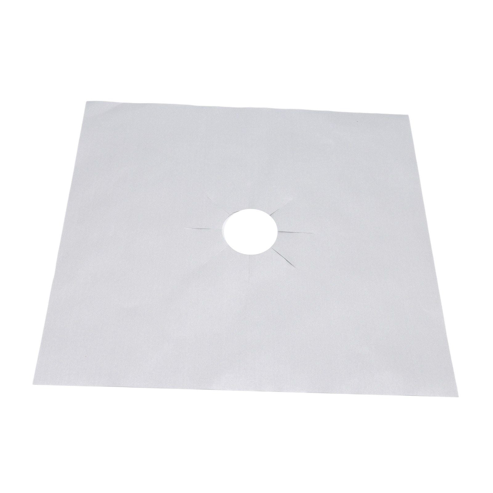 4Pcs Stove Burner Cover PTFE Coating Non Stick Gas Range Stove Top Protector Pad for Kitchen Cooking Silver 27x27cm 0.1mm