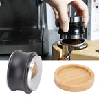 Coffee Distributor Stainless Steel Alloy Dual Head Adjustable Depth Coffee Leveler with Bamboo Base 53mm/2.09in