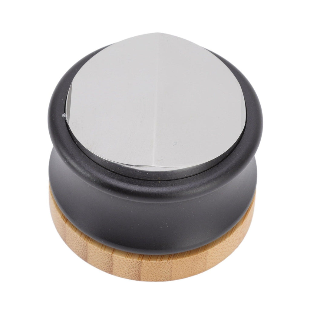 Coffee Distributor Stainless Steel Alloy Dual Head Adjustable Depth Coffee Leveler with Bamboo Base 58.5mm/2.3in