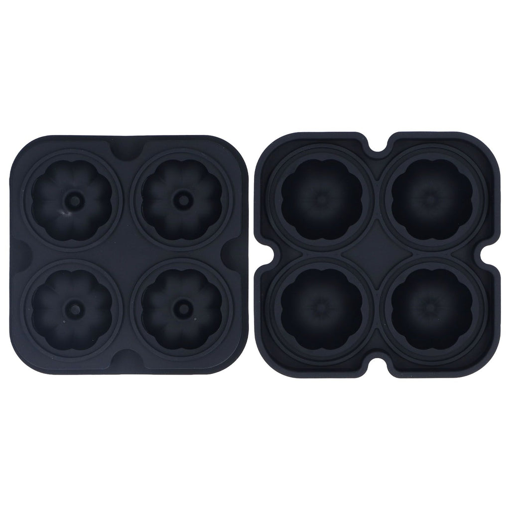 Pumpkin Ice Ball Mold 3D Pumpkin Shape Food Grade Silicone 4 Cells Easy Release Whiskey Ice Mold for Coffee Tea Cocktail Black