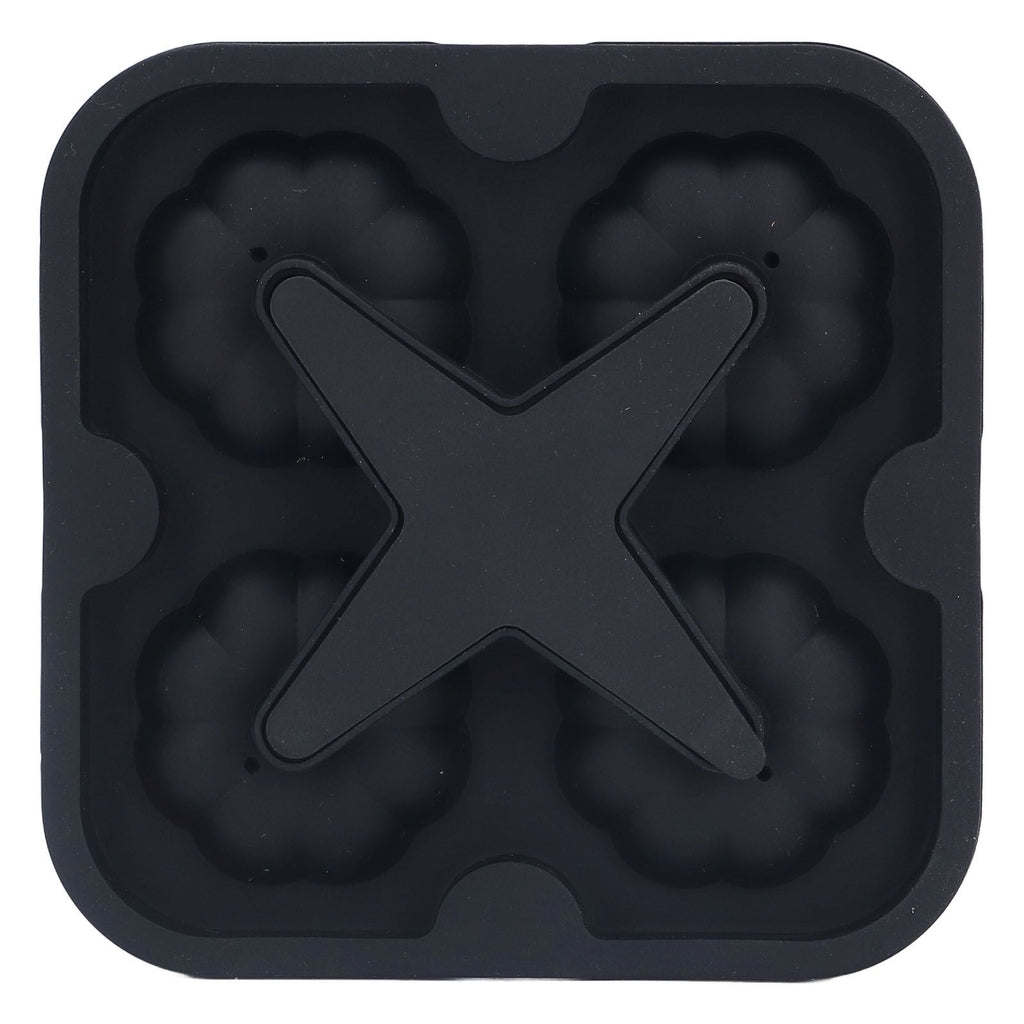 Pumpkin Ice Ball Mold 3D Pumpkin Shape Food Grade Silicone 4 Cells Easy Release Whiskey Ice Mold for Coffee Tea Cocktail Black