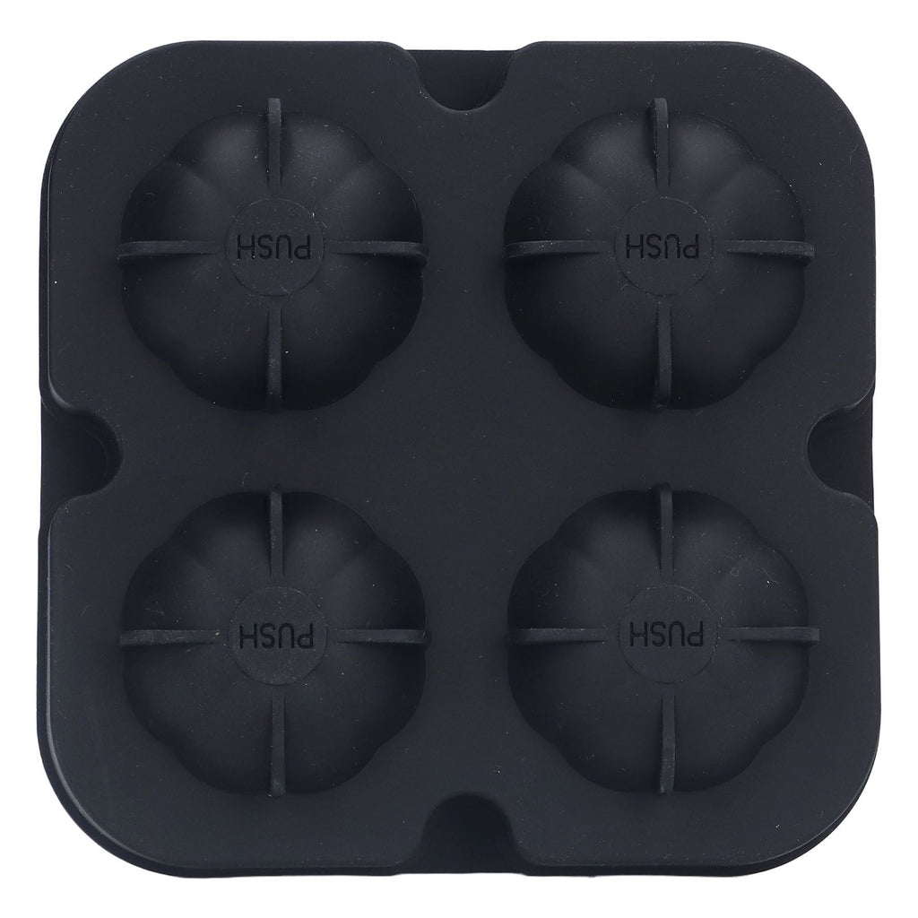 Pumpkin Ice Ball Mold 3D Pumpkin Shape Food Grade Silicone 4 Cells Easy Release Whiskey Ice Mold for Coffee Tea Cocktail Black