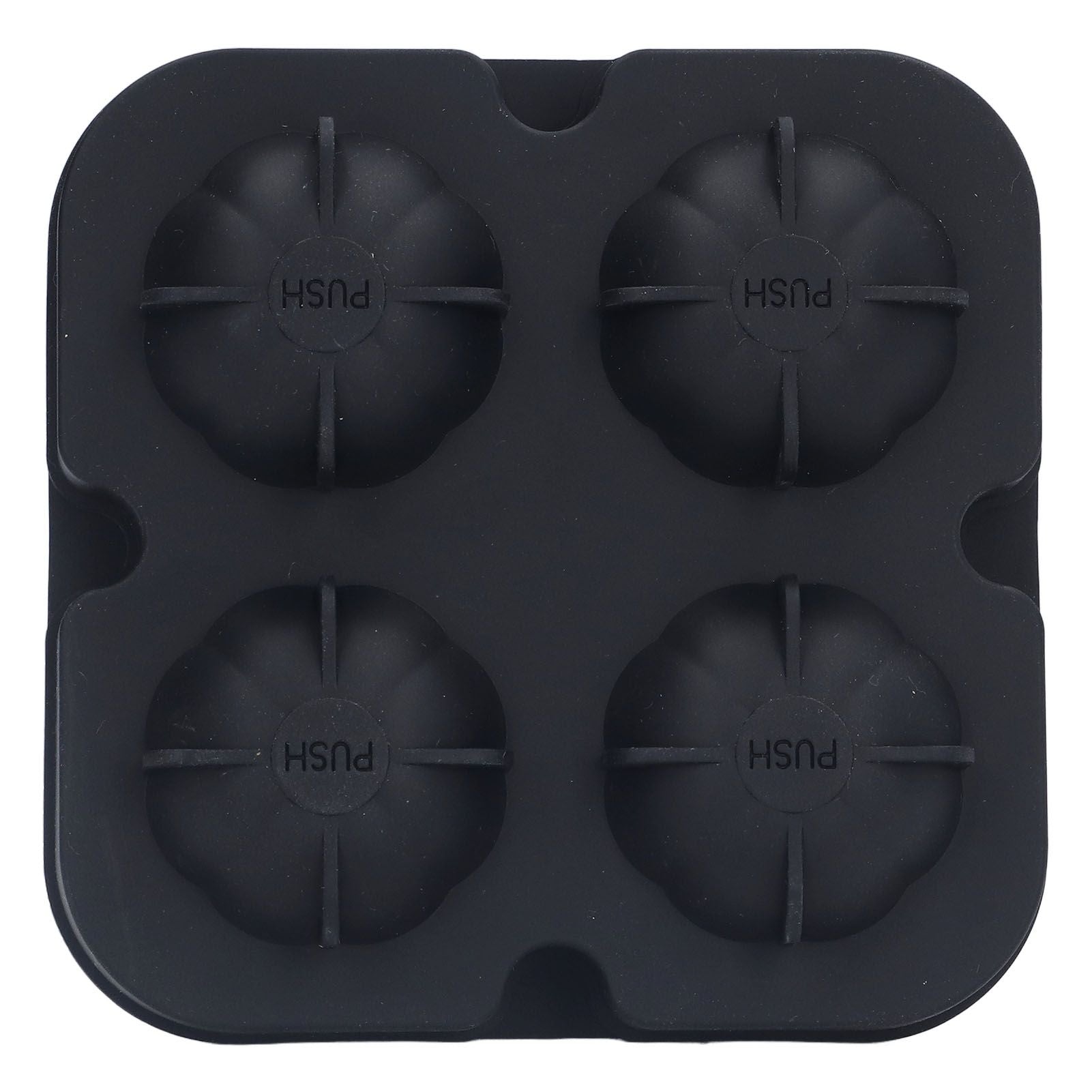 Pumpkin Ice Ball Mold 3D Pumpkin Shape Food Grade Silicone 4 Cells Easy Release Whiskey Ice Mold for Coffee Tea Cocktail Black