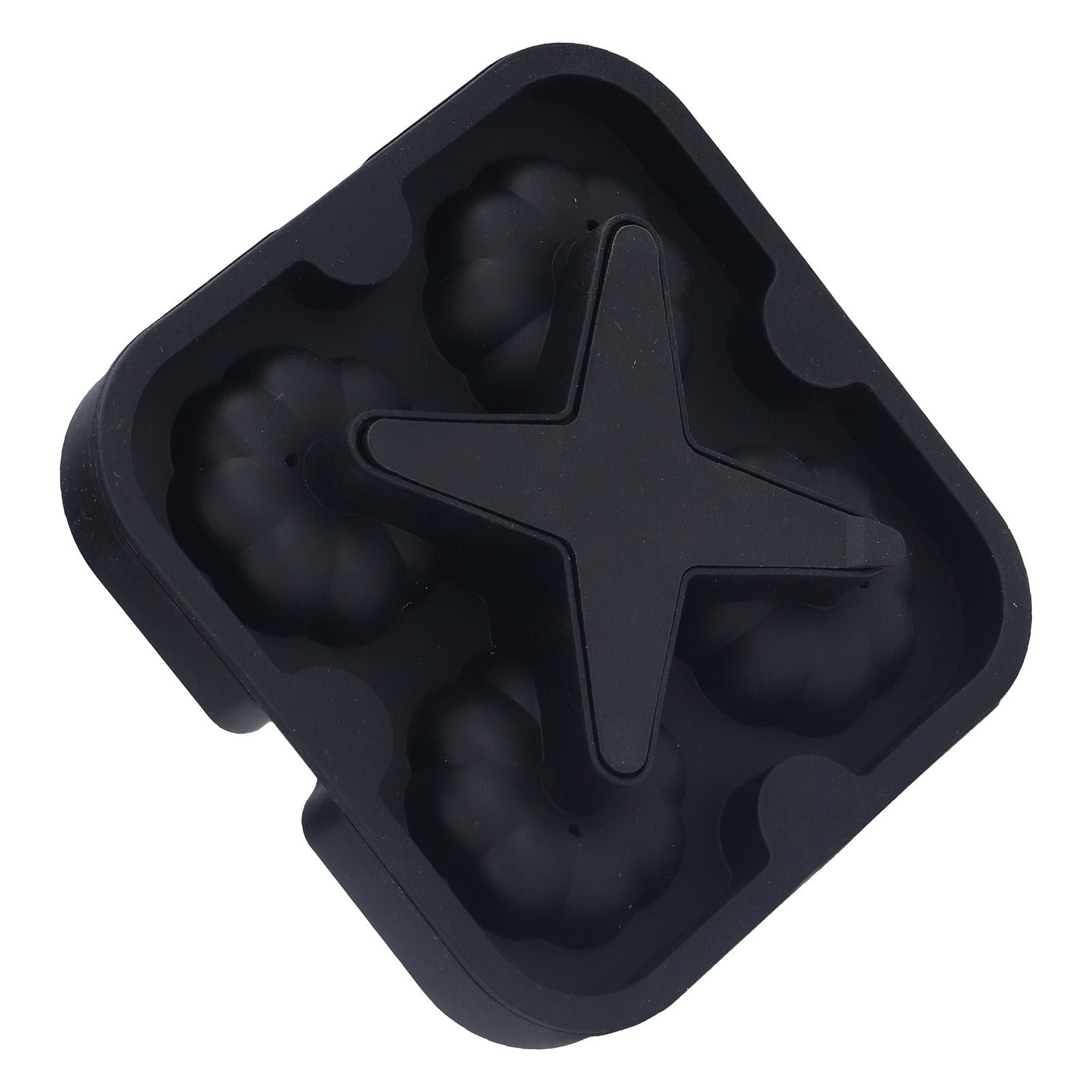 Pumpkin Ice Ball Mold 3D Pumpkin Shape Food Grade Silicone 4 Cells Easy Release Whiskey Ice Mold for Coffee Tea Cocktail Black