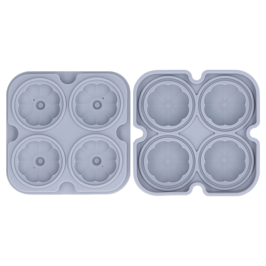 Pumpkin Ice Ball Mold 3D Pumpkin Shape Food Grade Silicone 4 Cells Easy Release Whiskey Ice Mold for Coffee Tea Cocktail Gray