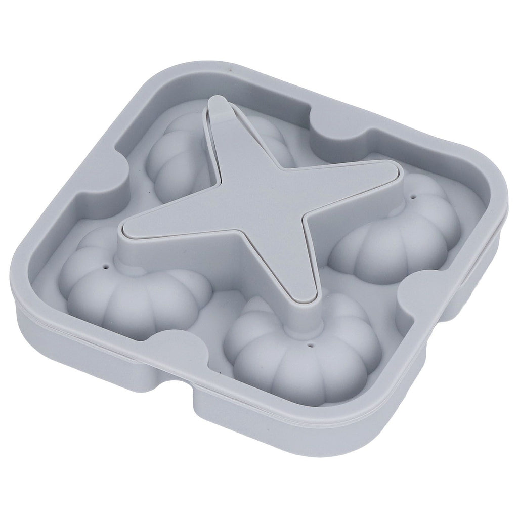 Pumpkin Ice Ball Mold 3D Pumpkin Shape Food Grade Silicone 4 Cells Easy Release Whiskey Ice Mold for Coffee Tea Cocktail Gray