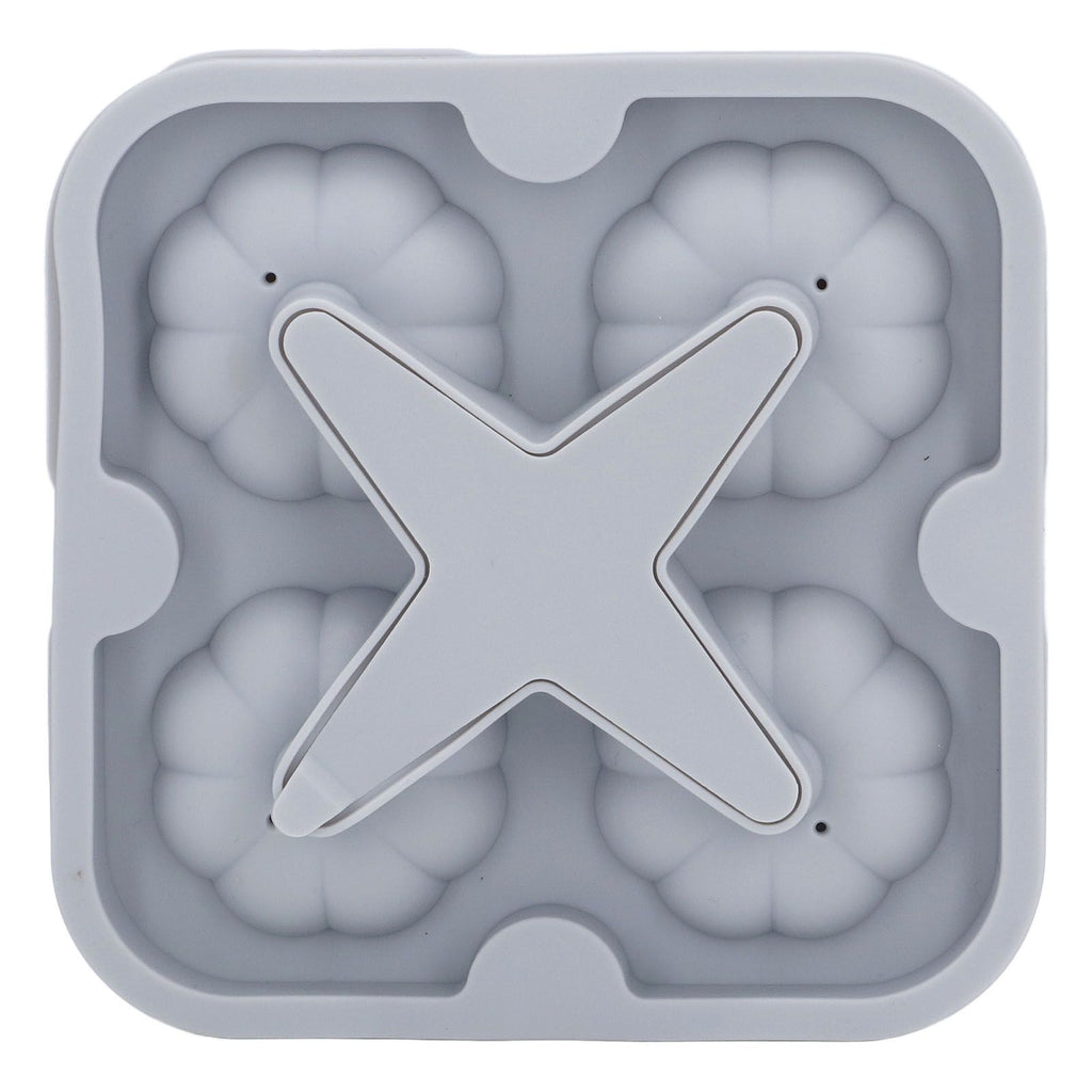 Pumpkin Ice Ball Mold 3D Pumpkin Shape Food Grade Silicone 4 Cells Easy Release Whiskey Ice Mold for Coffee Tea Cocktail Gray