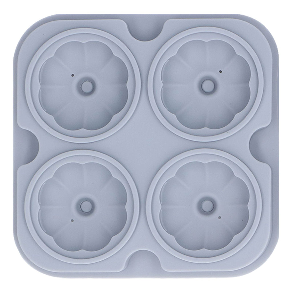 Pumpkin Ice Ball Mold 3D Pumpkin Shape Food Grade Silicone 4 Cells Easy Release Whiskey Ice Mold for Coffee Tea Cocktail Gray