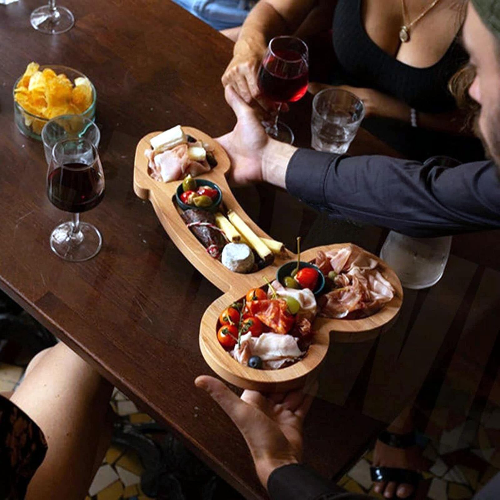 Aperitif Board 9.4in Eco Friendly Wood Nontoxic Odorless BPA Free Large Space Charcuterie Board for Aperitifs Cheese Left
