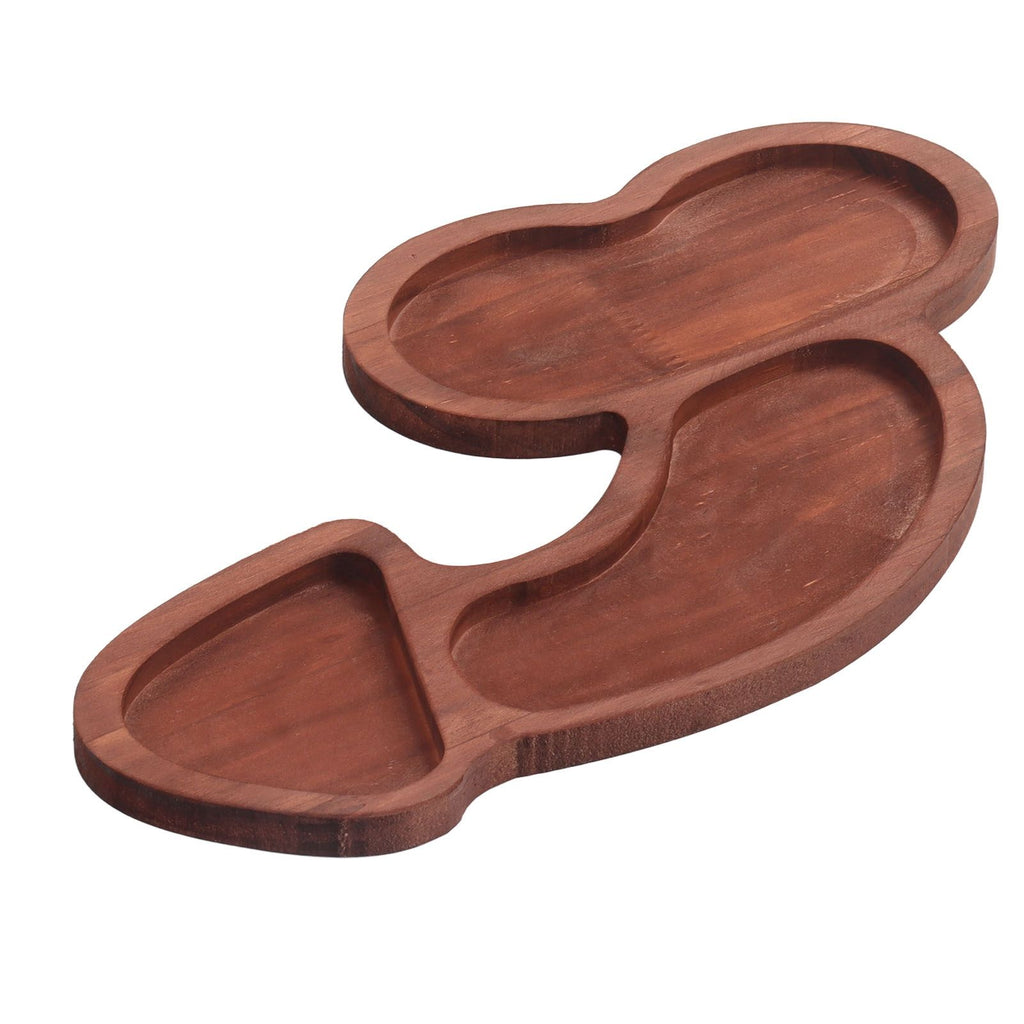 Aperitif Board C Type BPA Free Odorless Easy Cleaning Walnut 3 Large Spaces Cheese Serving Platter for Picnic Plate L