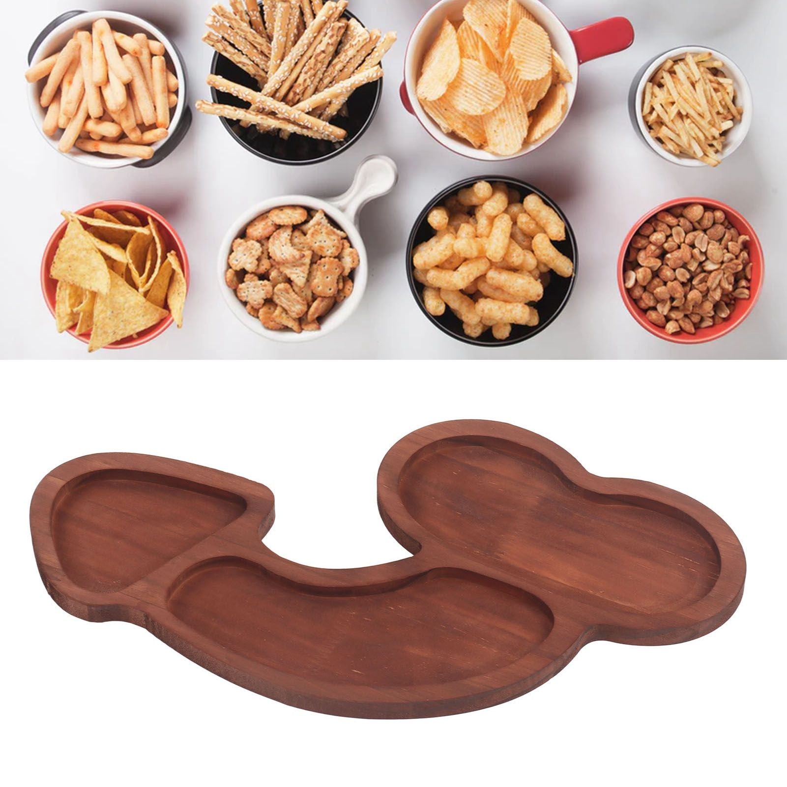 Aperitif Board C Type BPA Free Odorless Easy Cleaning Walnut 3 Large Spaces Cheese Serving Platter for Picnic Plate L