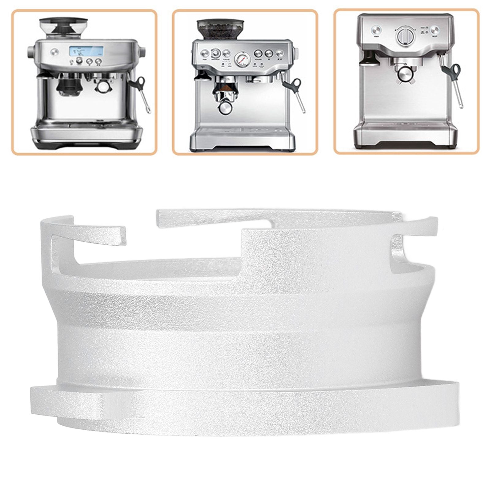 54mm Coffee Portafilter Dosing Funnel Aluminum Alloy Rotatable Dosing Funnel for Coffee Machine Silver
