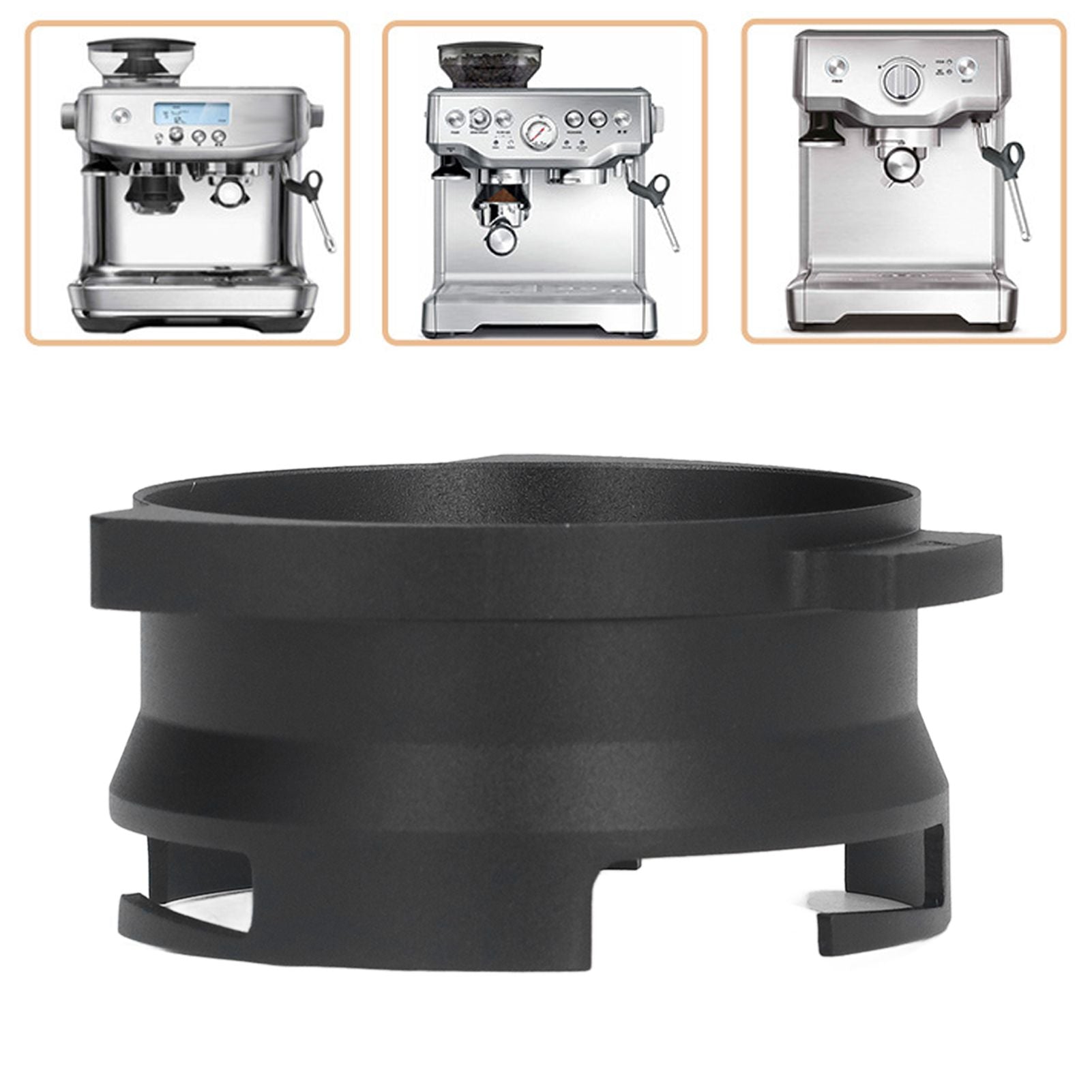 54mm Coffee Portafilter Dosing Funnel Aluminum Alloy Rotatable Dosing Funnel for Coffee Machine Black