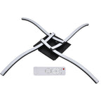 LED Ceiling Light Wavy Shape 3 Color Dimming Wrought Iron Ceiling Fixture with Remote Control Black AC110‑265V