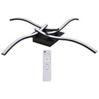 LED Ceiling Light Wavy Shape 3 Color Dimming Wrought Iron Ceiling Fixture with Remote Control Black AC110‑265V