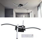 LED Ceiling Light Wavy Shape 3 Color Dimming Wrought Iron Ceiling Fixture with Remote Control Black AC110‑265V