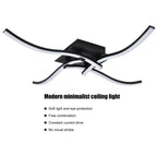 LED Ceiling Light Wavy Shape 3 Color Dimming Wrought Iron Ceiling Fixture with Remote Control Black AC110‑265V