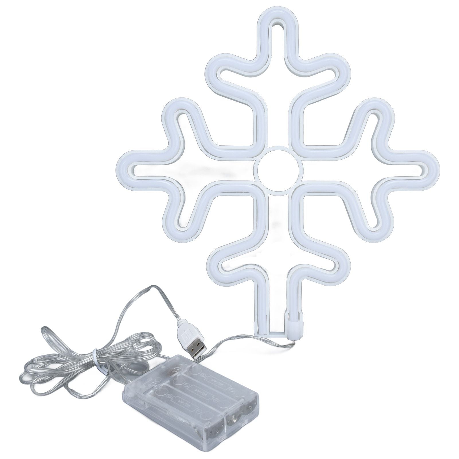 70in Neon Sign Romantic Christmas Snowflake Battery USB Powered LED Neon Light Decoration for Christmas Decoration 5V