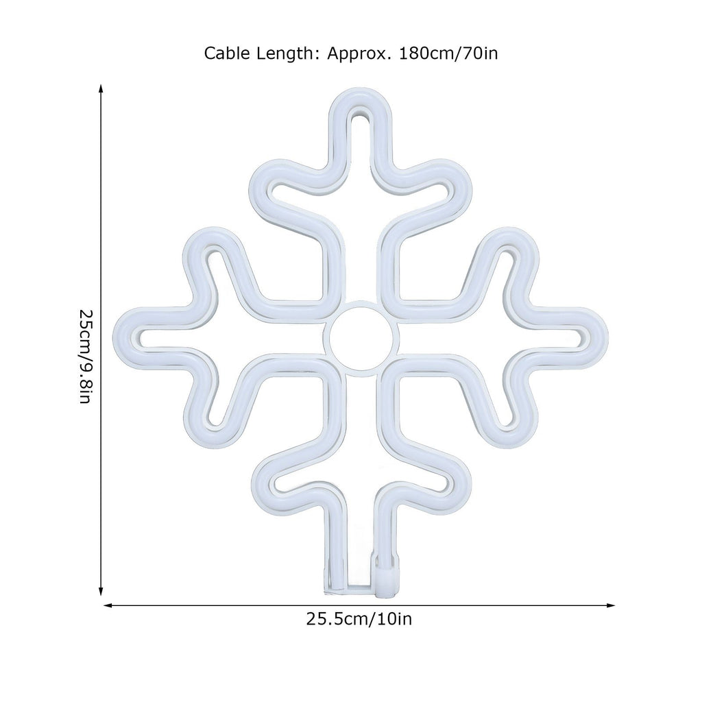 70in Neon Sign Romantic Christmas Snowflake Battery USB Powered LED Neon Light Decoration for Christmas Decoration 5V
