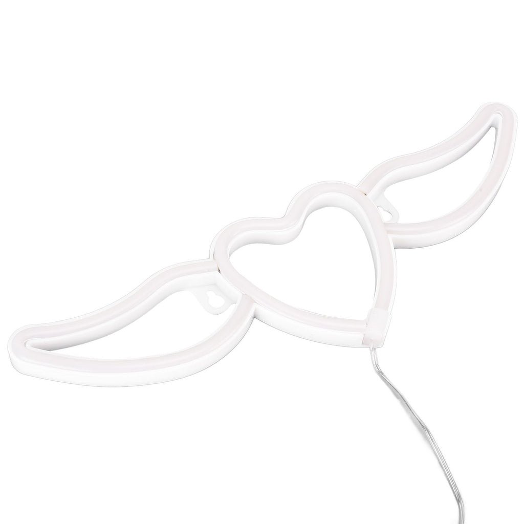 Heart Shaped Neon Light Safe Energy Saving Dual Power Heart Shaped Wings Neon Sign for Valentine's Day Wedding(Warm White Light Pink Light )