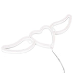 Heart Shaped Neon Light Safe Energy Saving Dual Power Heart Shaped Wings Neon Sign for Valentine's Day Wedding(Warm White Light Pink Light )