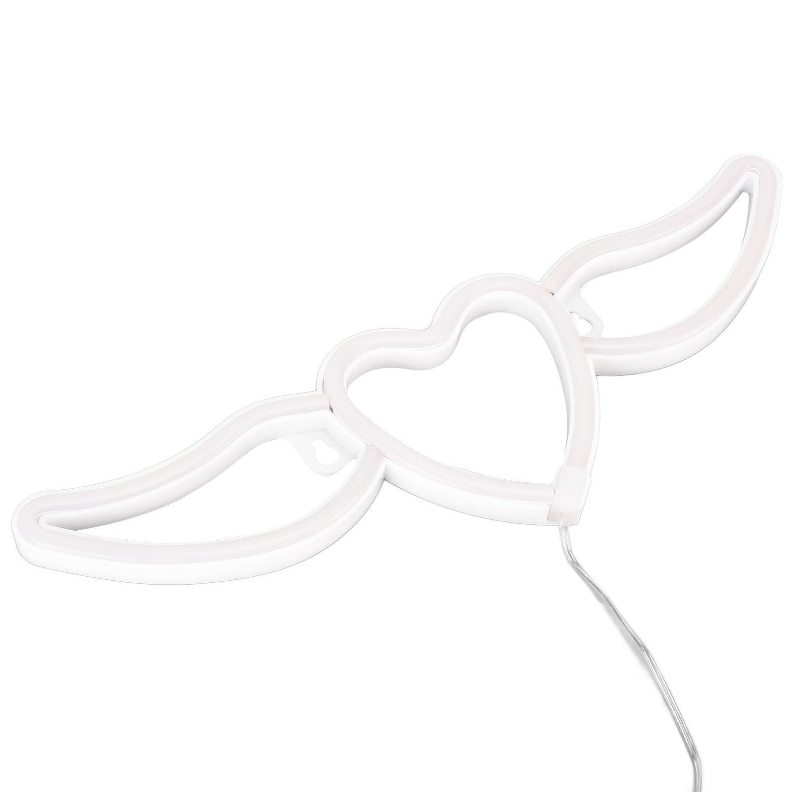 Heart Shaped Neon Light Safe Energy Saving Dual Power Heart Shaped Wings Neon Sign for Valentine's Day Wedding(Warm White Light Pink Light )