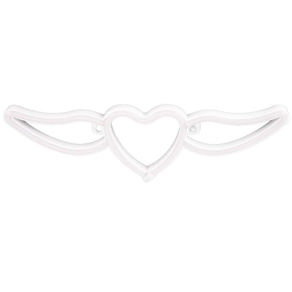 Heart Shaped Neon Light Safe Energy Saving Dual Power Heart Shaped Wings Neon Sign for Valentine's Day Wedding(Warm White Light Pink Light )