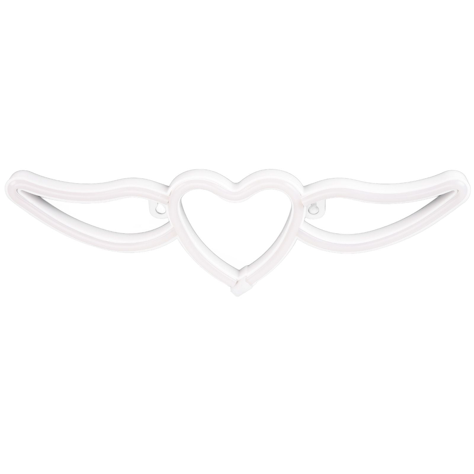 Heart Shaped Neon Light Safe Energy Saving Dual Power Heart Shaped Wings Neon Sign for Valentine's Day Wedding(Warm White Light Pink Light )