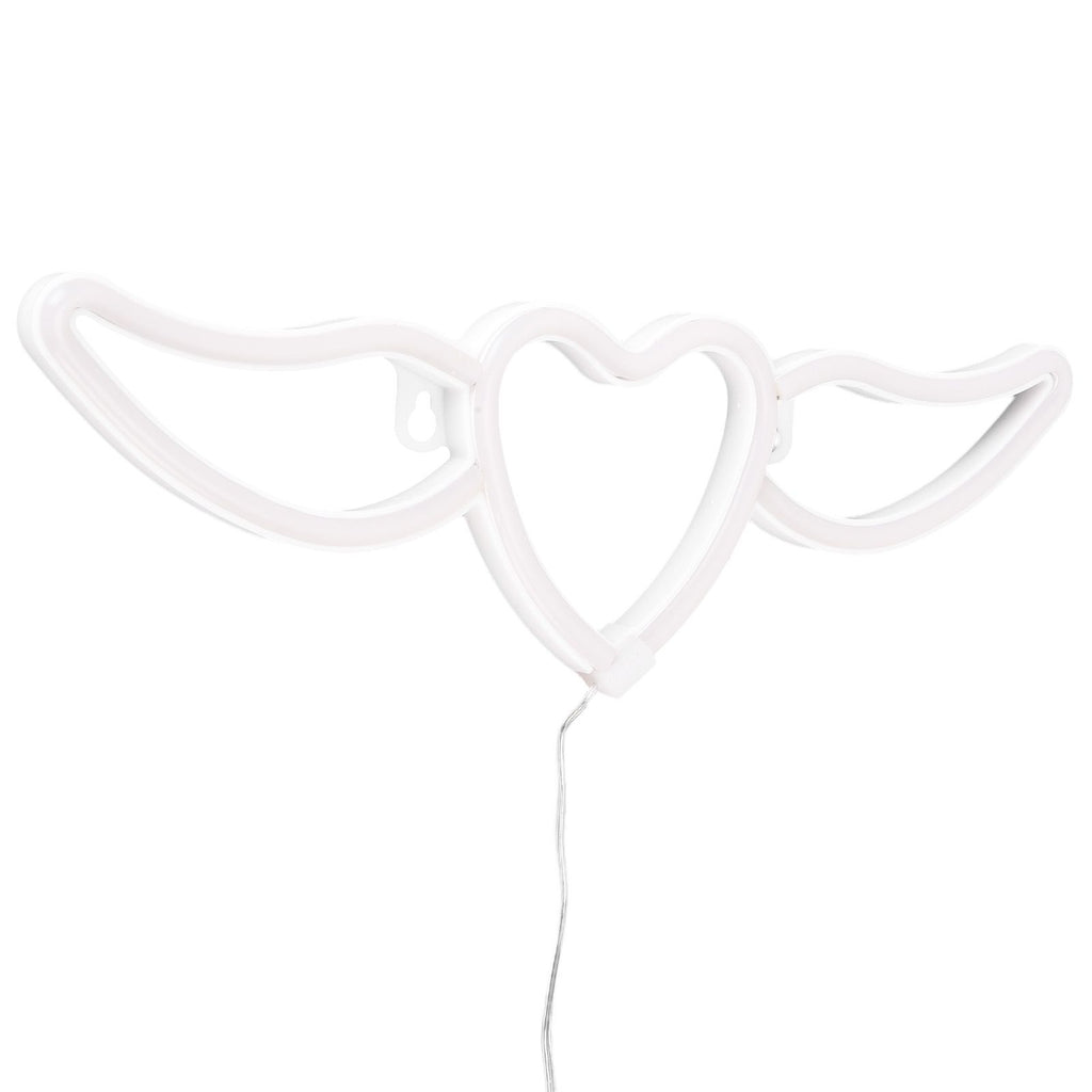 Heart Shaped Neon Light Safe Energy Saving Dual Power Heart Shaped Wings Neon Sign for Valentine's Day Wedding(Warm White Light Pink Light )