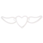 Heart Shaped Neon Light Safe Energy Saving Dual Power Heart Shaped Wings Neon Sign for Valentine's Day Wedding(Warm White Light Pink Light )