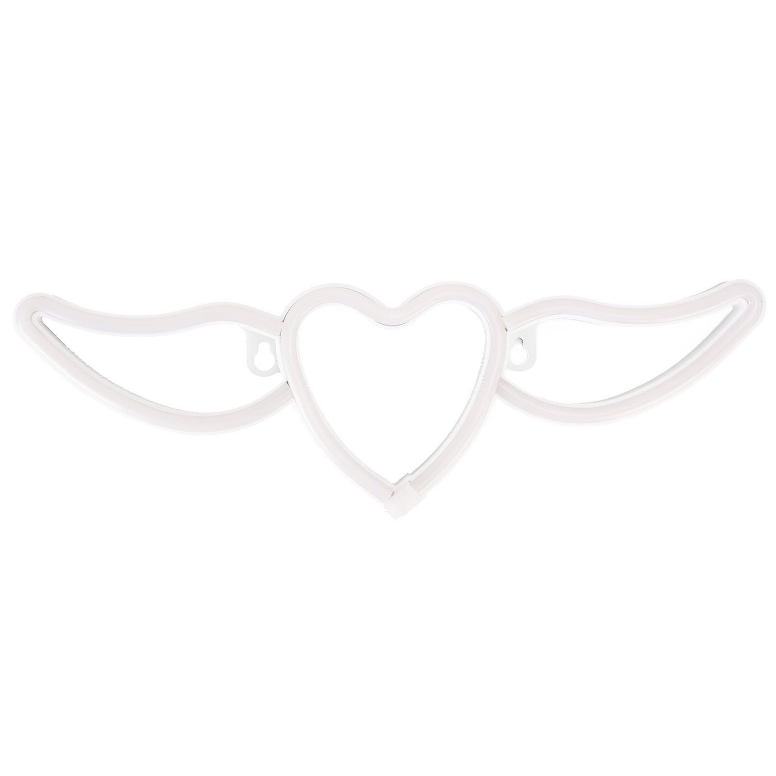 Heart Shaped Neon Light Safe Energy Saving Dual Power Heart Shaped Wings Neon Sign for Valentine's Day Wedding(Warm White Light Pink Light )