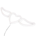Heart Shaped Neon Light Safe Energy Saving Dual Power Heart Shaped Wings Neon Sign for Valentine's Day Wedding(Warm White Light Pink Light )