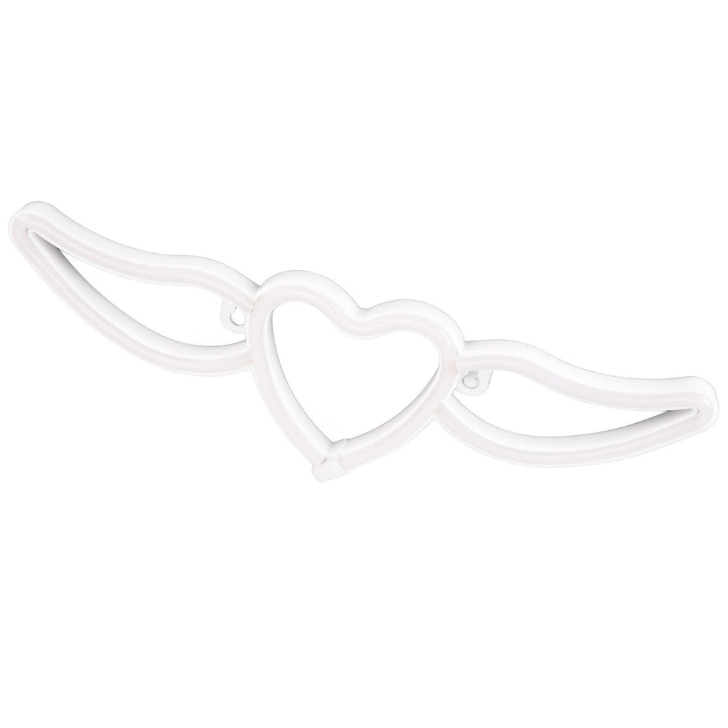 Heart Shaped Neon Light Safe Energy Saving Dual Power Heart Shaped Wings Neon Sign for Valentine's Day Wedding(Warm White Light Pink Light )
