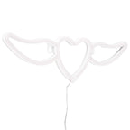 Heart Shaped Neon Light Safe Energy Saving Dual Power Heart Shaped Wings Neon Sign for Valentine's Day Wedding(Purple Light Warm White Light )